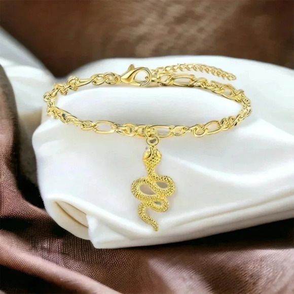 Gold Snake Anklet Bracelet - Picture 8 of 8
